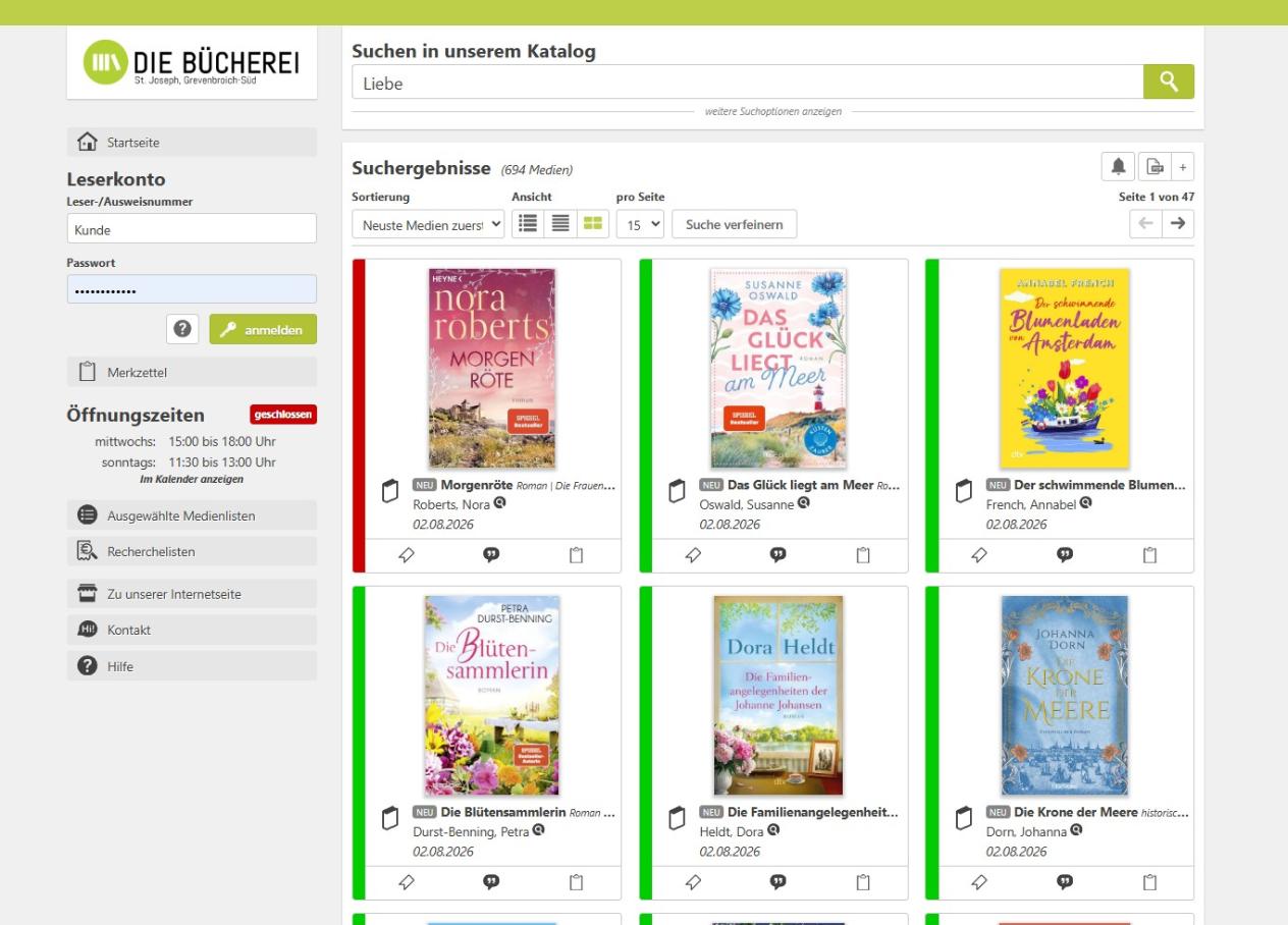Unser neuer Onlinekatalog BVS-eOPAC (c) Bücherei St. Joseph Unser neuer Onlinekatalog BVS-eOPAC