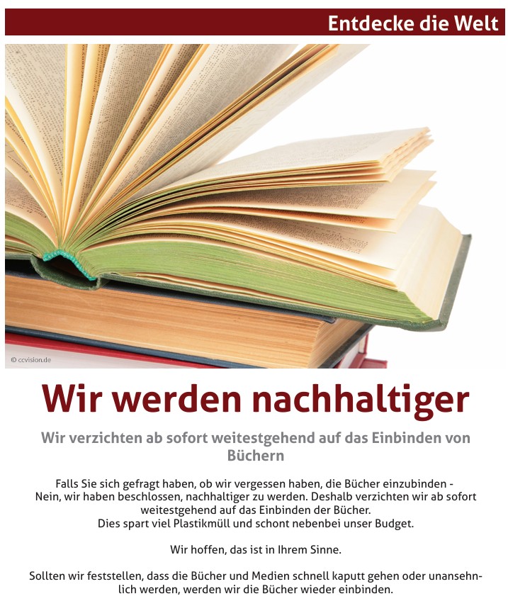 Wir werden nachhaltiger (c) Bücherei St. Joseph Wir werden nachhaltiger